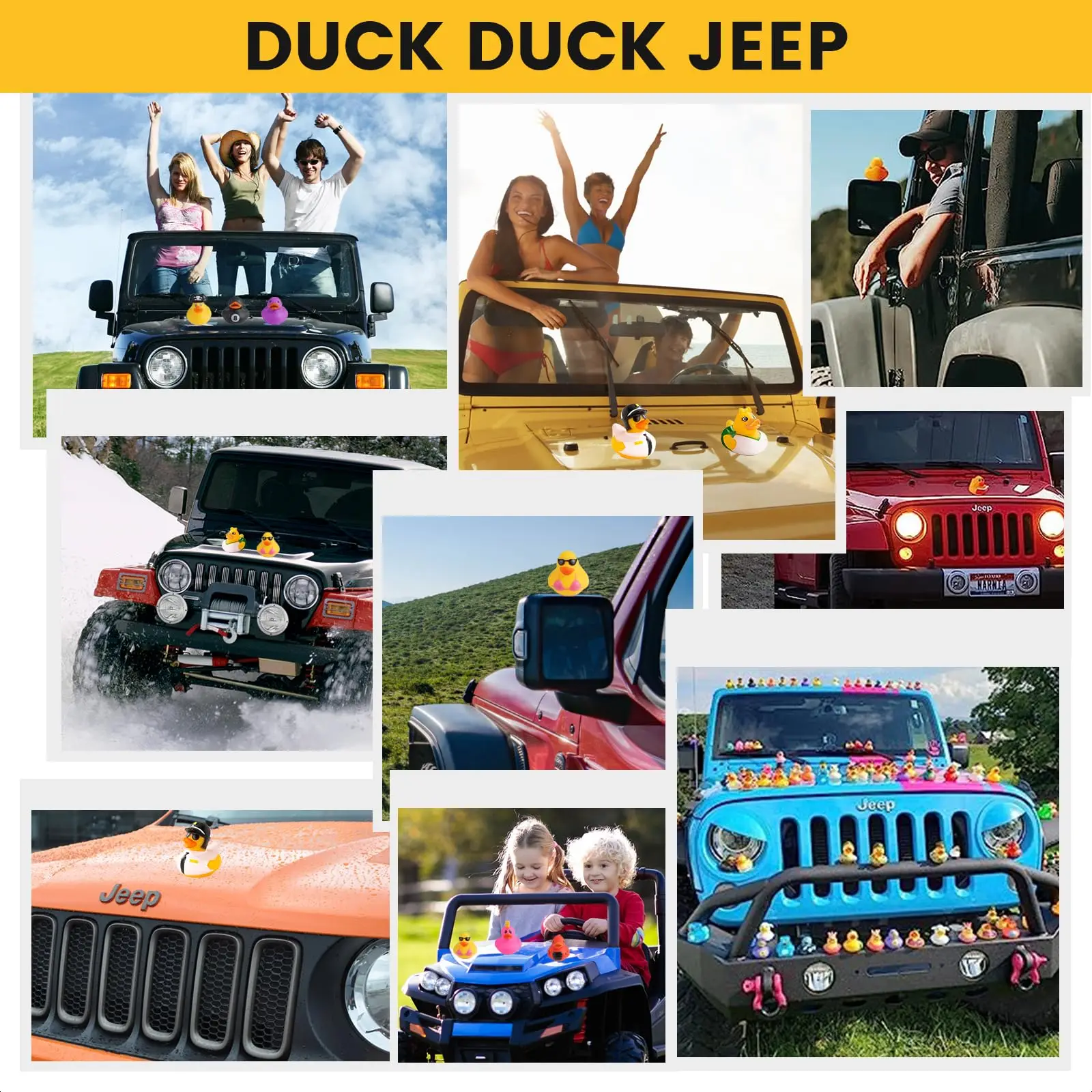 50PCS Jeep Rubber Duck Mini Rubber Duck Assortment Duck Bulk Floater Duck for Jeep Ducking Toddler Bath Party Summer Beach Pool