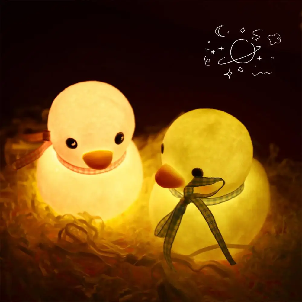 귀여운 어린이 작은 오리 곰 야간 조명, 만화 창의력 침실 침대 옆 램프