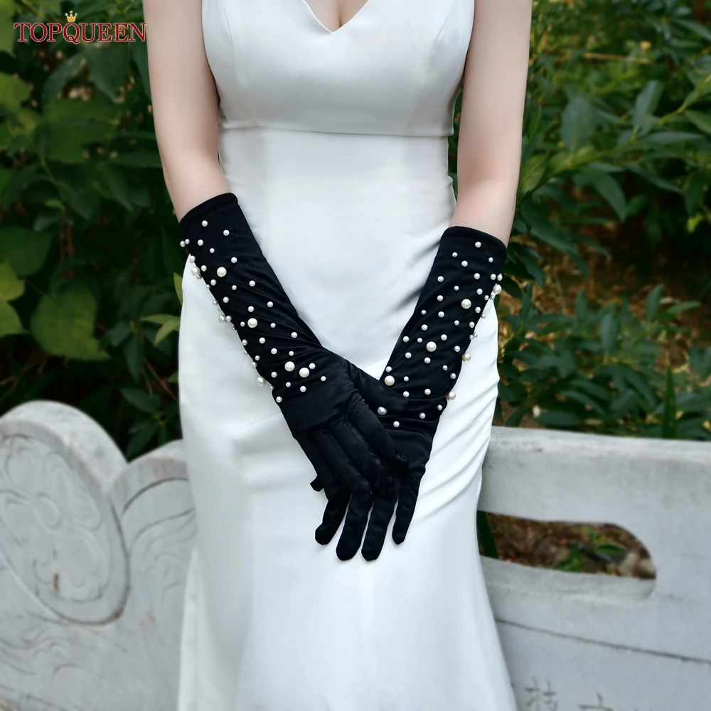 TOPQUEEN M12 Woman Wedding Glove Black Bridal Gloves Fun Dinner DIY Bachelor Party Accessories Wedding Photography Decoration