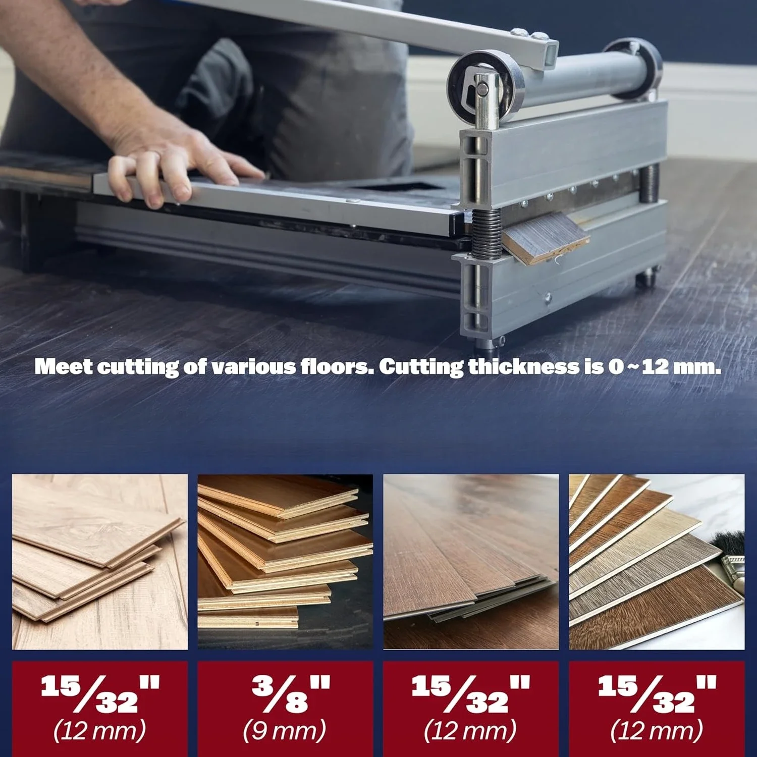 ZZZ- قاطع الأرضيات المصنوع في الولايات المتحدة الأمريكية، قطع لوح الفينيل، الصفائح، الخشب الصلب الهندسي، الجانبين، والمزيد - يتضمن الحجر الشحذ #3