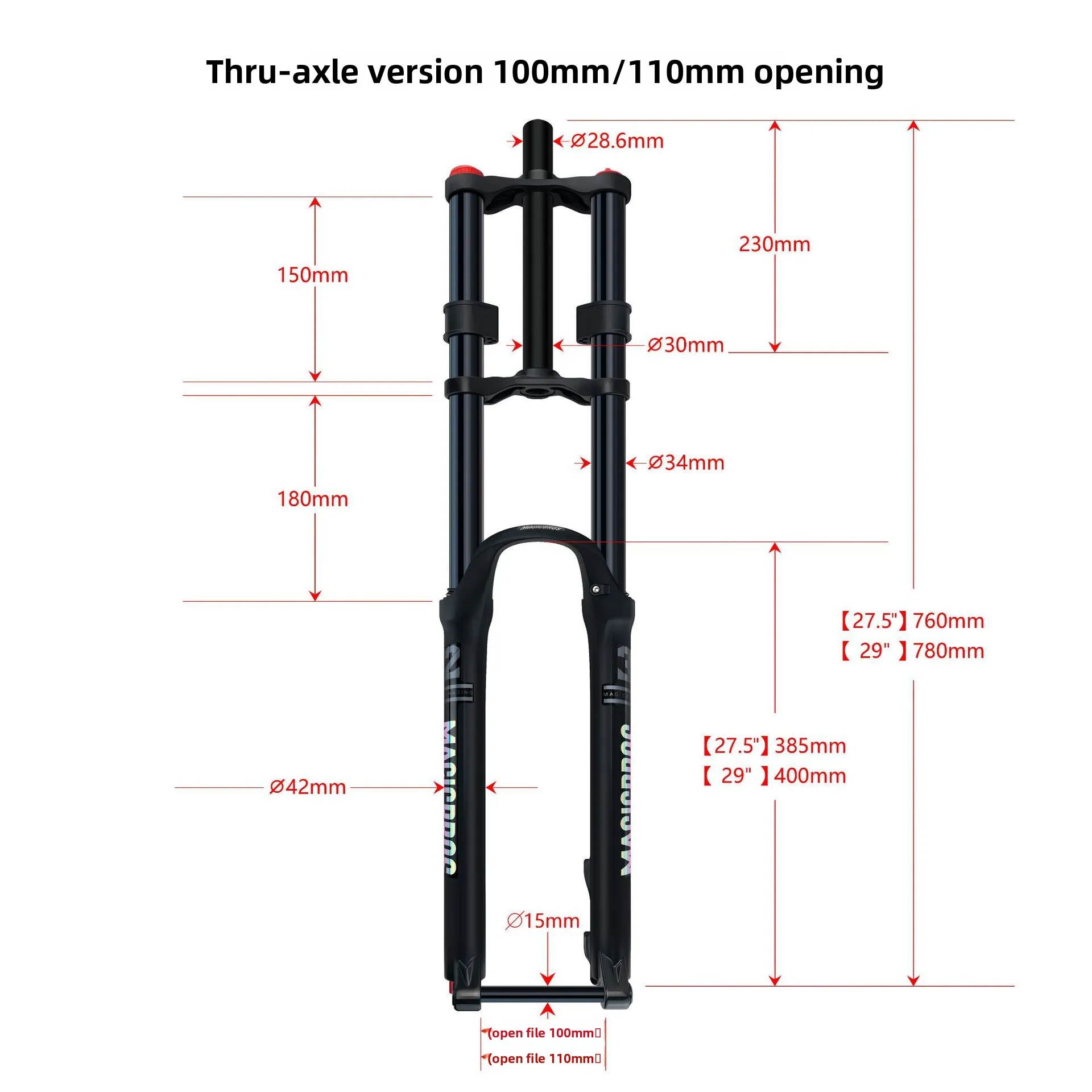 26/27.5/29 Inch Bicycle Air Fork Shock Absorber Double Shoulder Inverted Front Fork  for Mountain Bike Riding