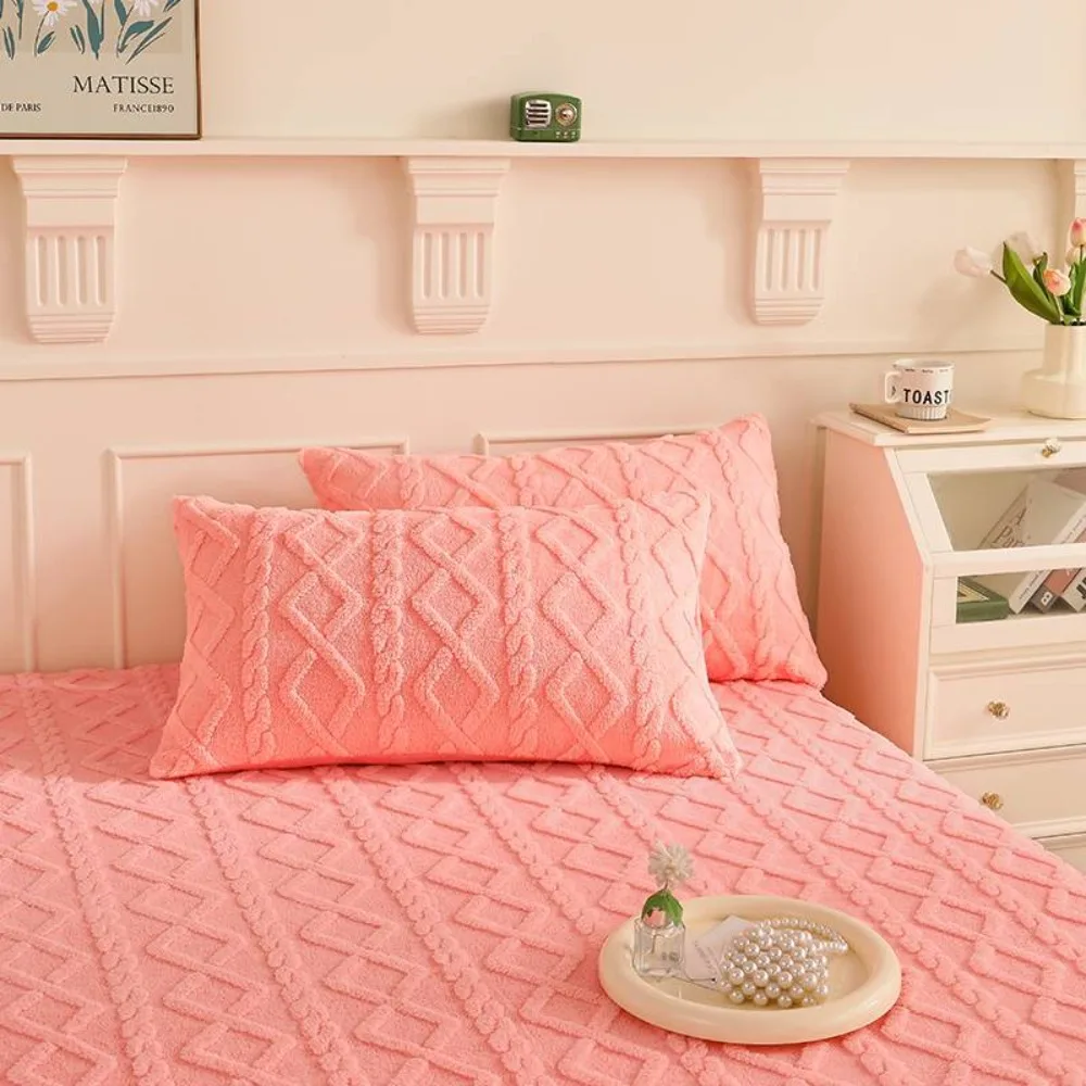 

2pcs Household Solid Color Milk Fleece Pillows Cover Rectangle Soft Pillowslip Skin-friendly Warm Pillow Protecter Dormitory