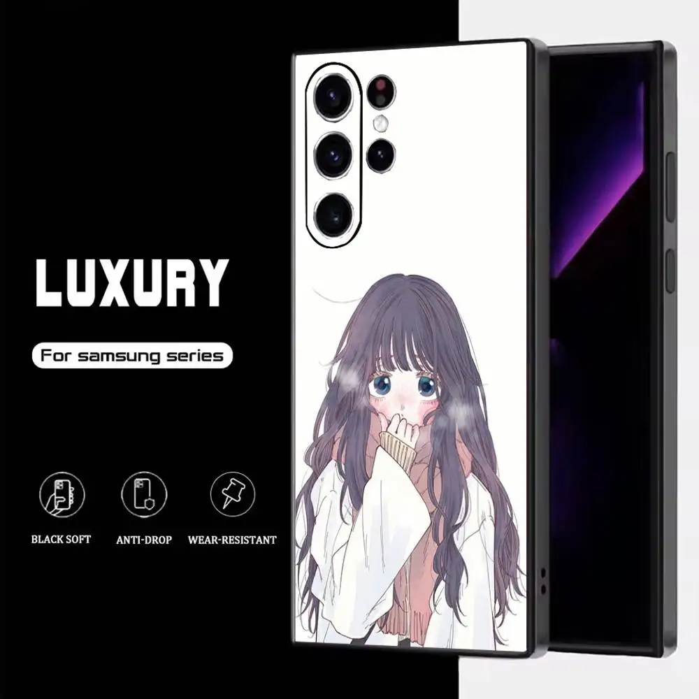 حافظة هاتف K-Kaoru Hana Wa Rin To Saku لهاتف سامسونج S25، S24، S23، S22، S21، S20، S10، Ultra، Plus، Lite، FE، غطاء أسود من السيليكون الناعم