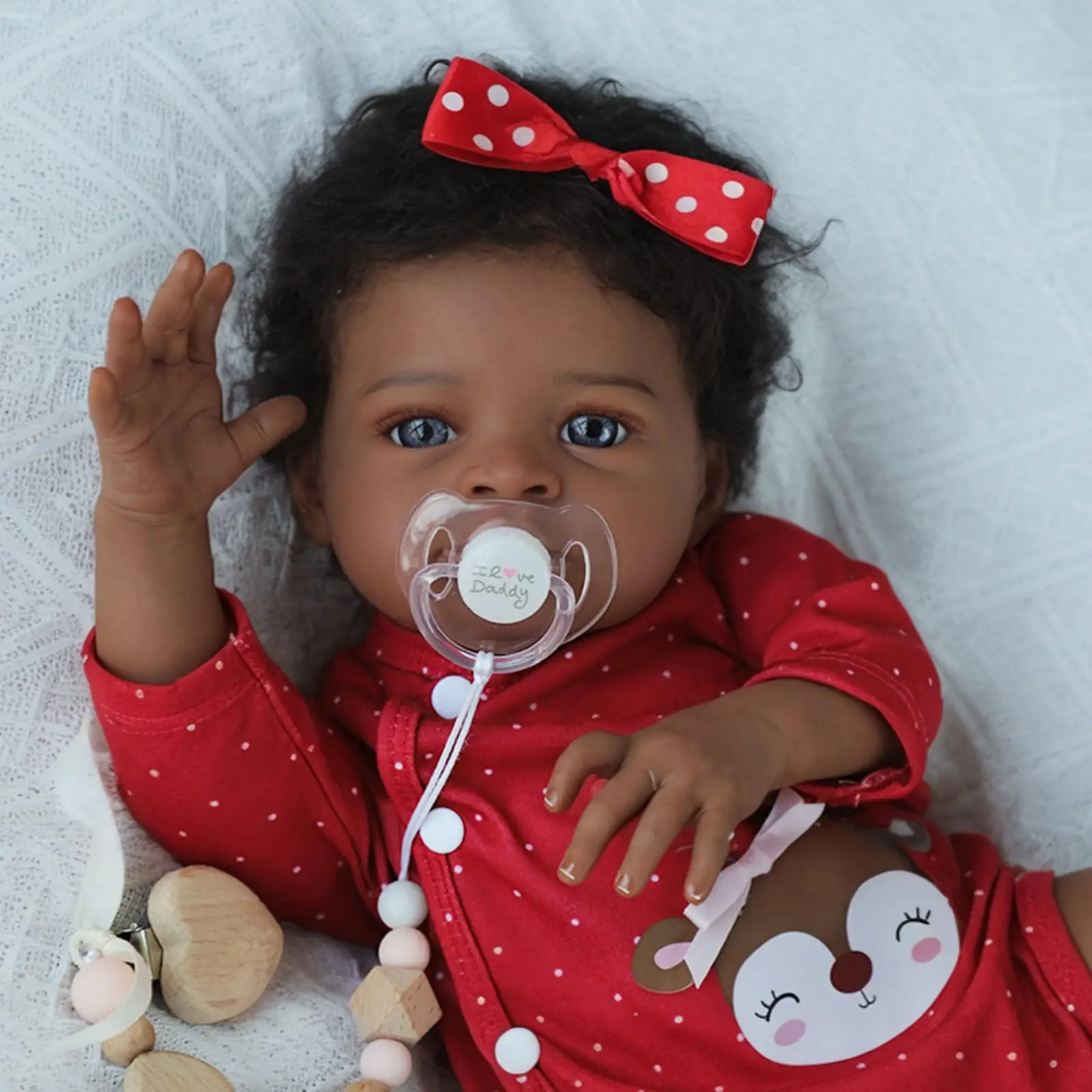 50 cm Reborn Doll Baby Doll Vinyl Limbs with 3D Painted Skin Realistic Soft Cloth Body African American Doll Toy Christmas Gift