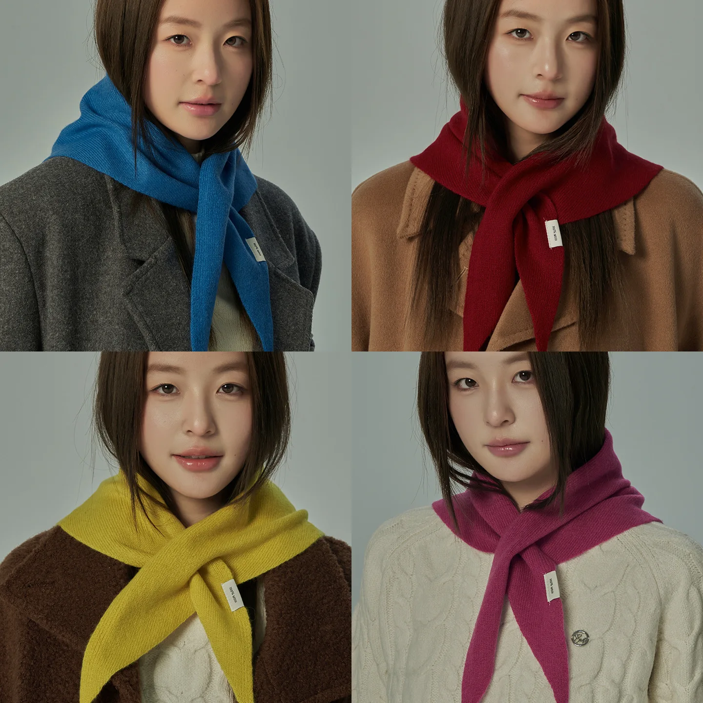 الفاخرة النساء 100% وشاح من الصوف شال شتاء دافئ الصلبة محبوك مثلث منديل موضة العلامة التجارية باندانا سيدة أوشحة صوفية الكورية