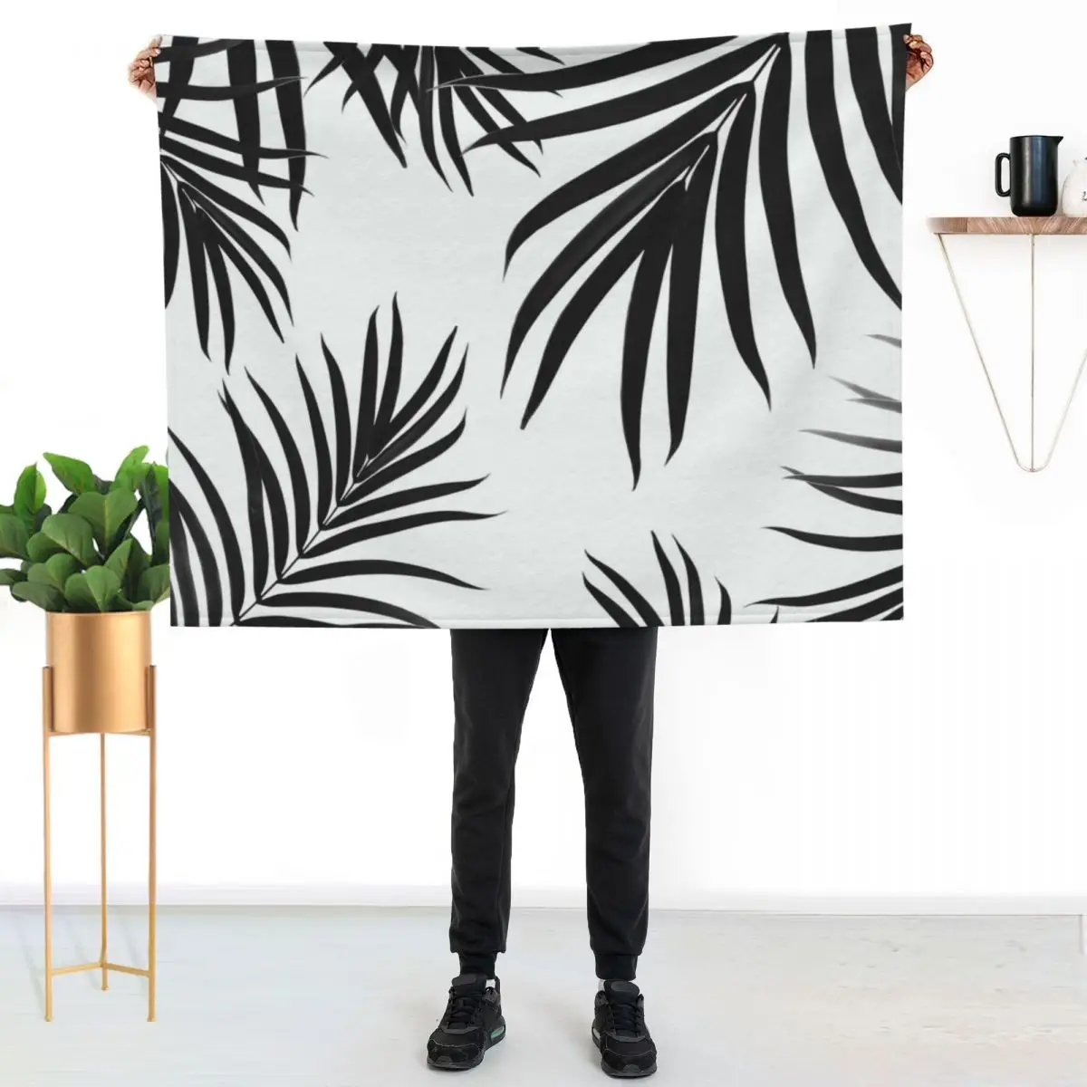 

Palm Leaves Pattern Summer Vibes #2 #tropical #decor #art Throw Blanket Year Round Soft Comfortable Blanket for Home