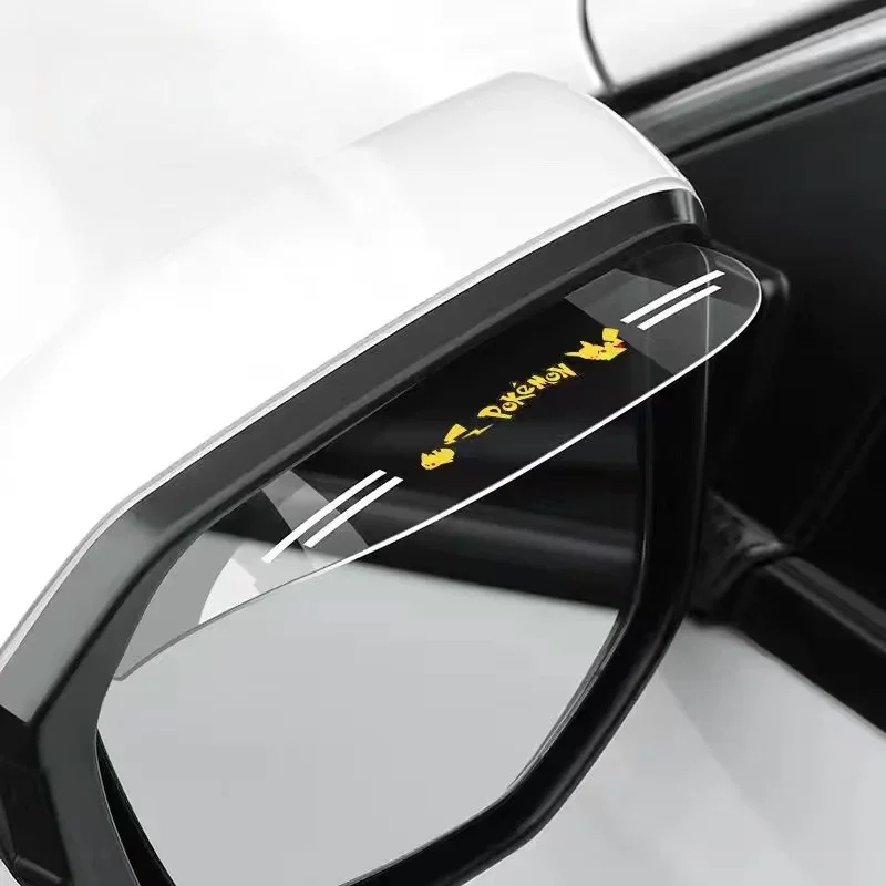 Universal Car Rearview Mirror Rain Eyebrow Transparent Rain Shield Rain Shield Waterproof Sticker Decoration Cartoon Logo New
