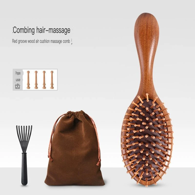 Air Cushion Massage Comb for Women Large Board Sandalwood Hair Comb Meridian Comb for Long Hair Smooth Hair Styling Tool