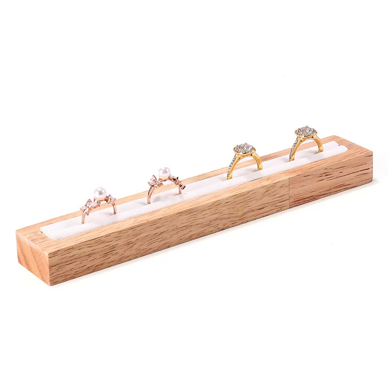 Solid Wood Ring Earrings Display Rack, Wooden Tray