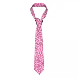 Pink Leopard Print Neckties Unisex Polyester 8 cm Cheetah Animal Cool Cats Neck Tie for Men Casual Shirt Accessories Gravatas