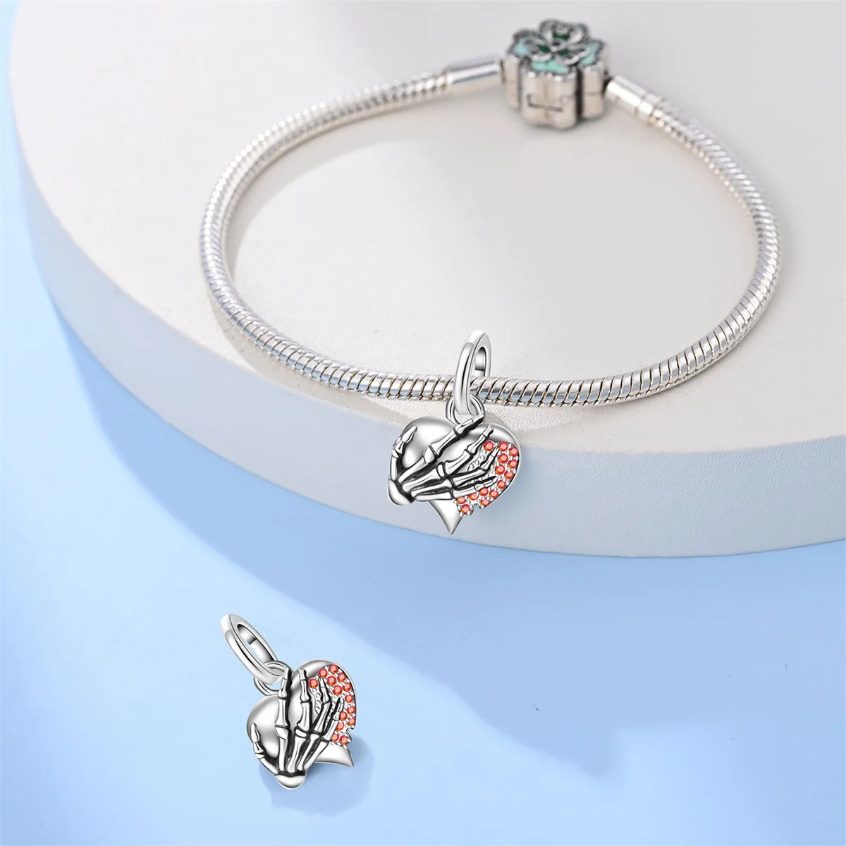 Original Charms 925 Sterling Silver Holding Heart Pendant Hand Beads Fit Bracelet Women Jewelry Making Diy Gift