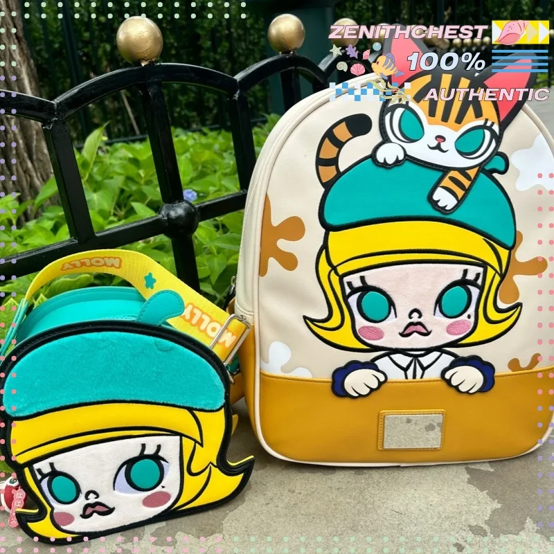 

POPMART Molly Classic Series Premium Leather Backpack Minimalist Lightweight Urban Daily Commute Street Fashion Bag Customized
