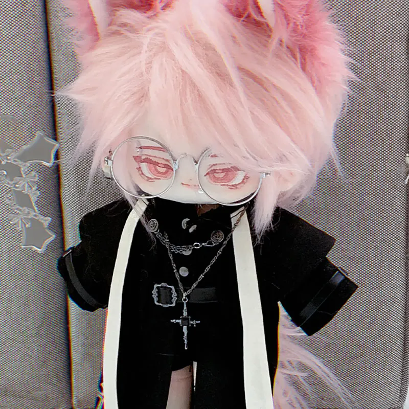 

30cm Plush Toy Doll Clothes Trendy Cool Handsome Clothing Black Windbreaker Shawl Pants Shorts Shoes Set Doll Accessories Toys