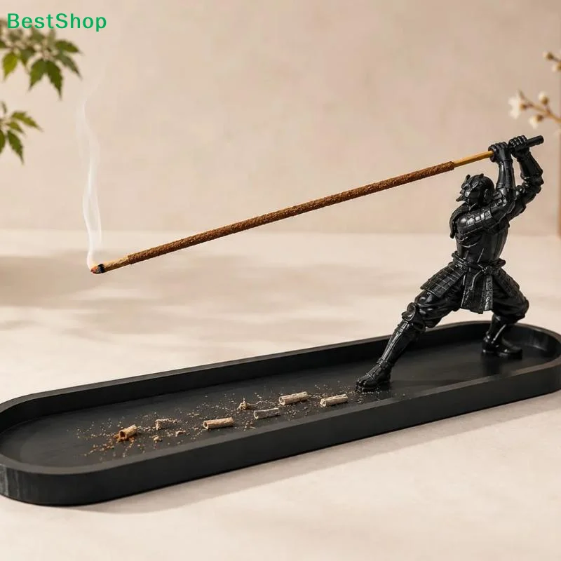 1 Stück Samurai-Stil Räuchergefäß mit Ascheauffangbehälter & Aufbewahrungsfach Yoga-Altar-Dekor Krieger-Räucherhalter