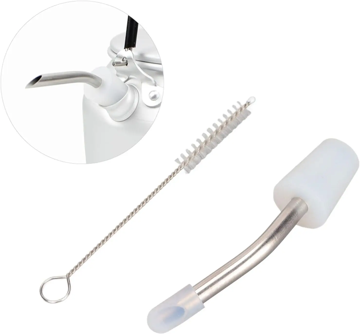 Удлиненный носик для чайника, удлиненный носик для чайника из нержавеющей стали с чистящей щеткой, удлинительная трубка для чайника, походный носик для чайника