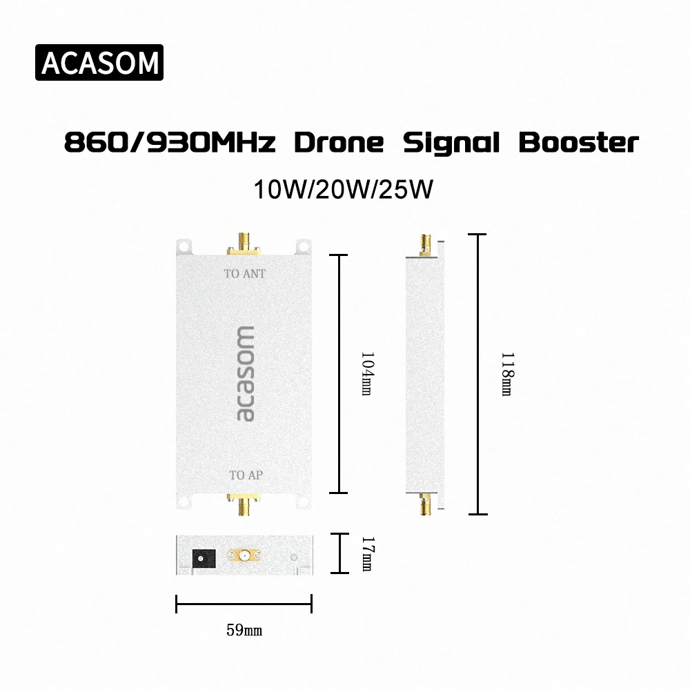 Amplificador de sinal FPV para Drone, Signal Booster, Range Extender, Transmissi de imagem Tarot FPV, 868MHz, 915MHz, 10W, 20W