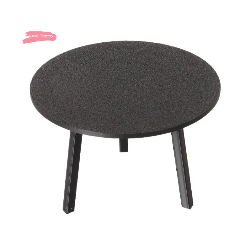 Mini Black round Table Model 1/12 Scale Dollhouse Furniture Living Room Decor Dolls House Pretend Play Toy for Collectors