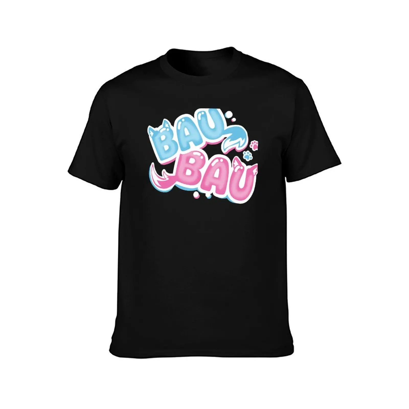 Fuwamoco BAU BAU T-Shirt, Summer Casual Cotton Tee, Oversized Streetwear Tops, Vintage Graphic Print, Loose Fit Short Sleeve
