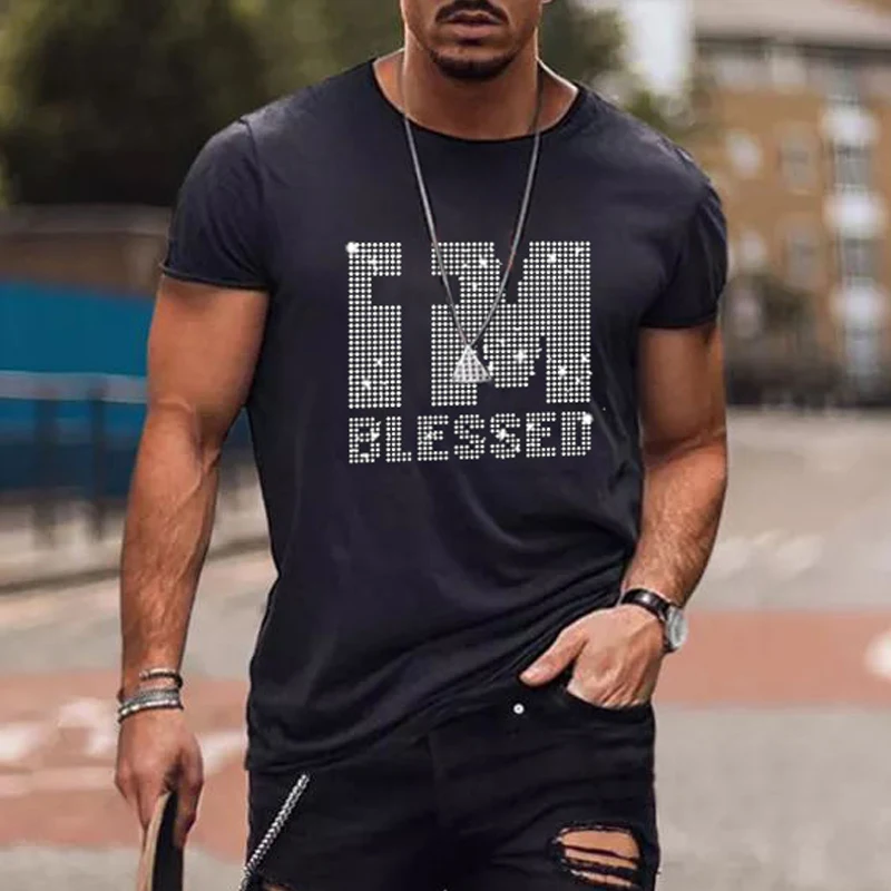 New Mens Quality Oversized Fashion y2k Summer Tee Tops  Designer Angel wing Rhinestone Club Short Sleeve Street O-Neck t-shirt