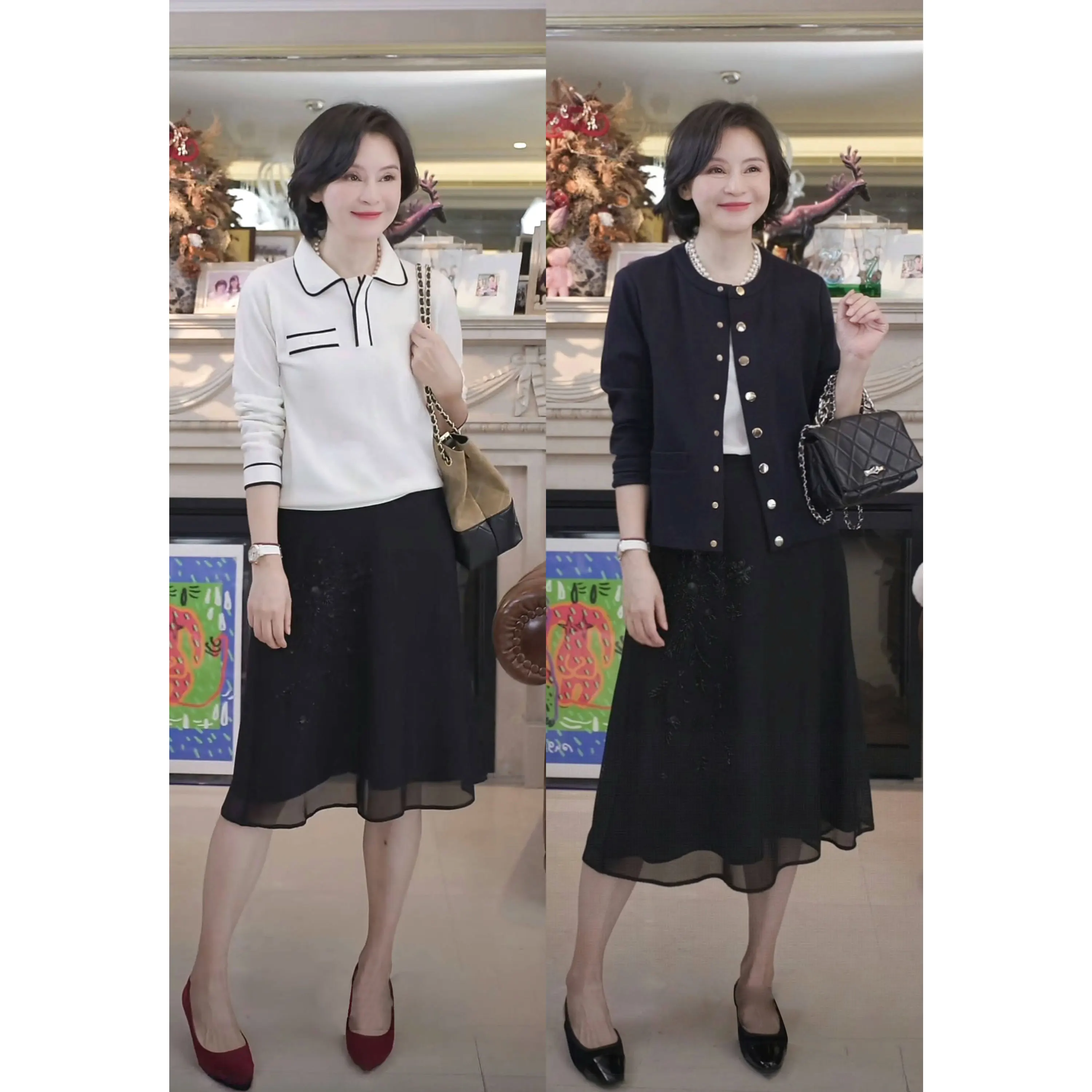 

Ele A-Line Skirt with Beaded Embroidery Brown Tassel 3D Me Waist Elastic Ba for Ci Walk in Autumn Season