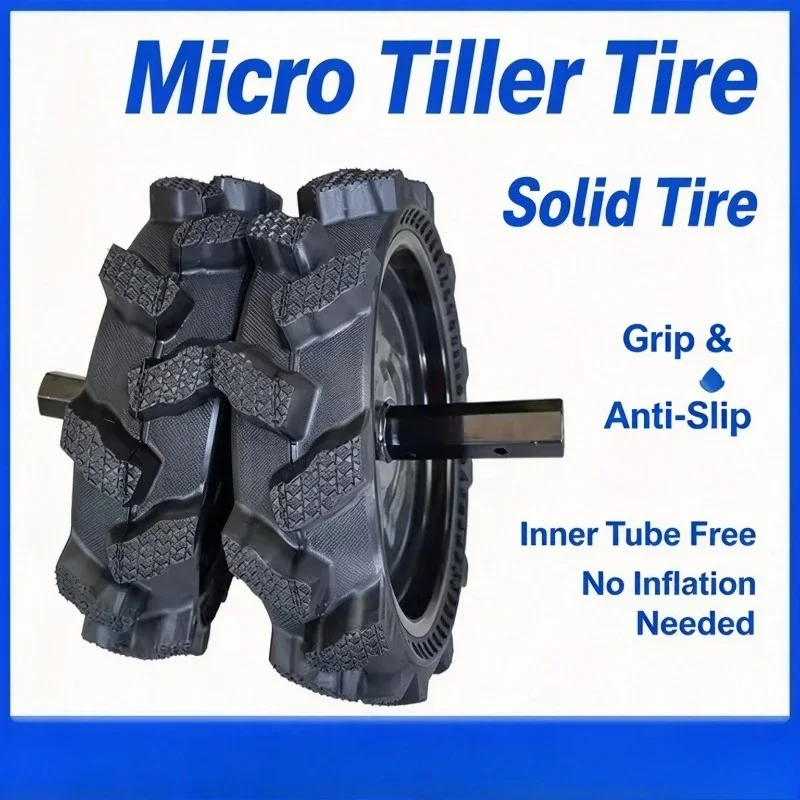 Solid Tiller Tire 4.00-8 Puncture Proof Wear Resistant Tubeless 3.50-6 For Farm Cultivator Tail Wheel