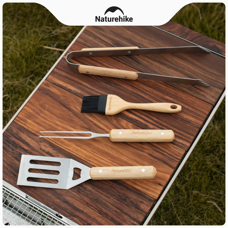 Naturehike 4Pcs Barbecue Accessories Charcoal Clip Oil Brush Spatula Fork Portable Outdoor Camping Picnic BBQ Kitchen Gadgets