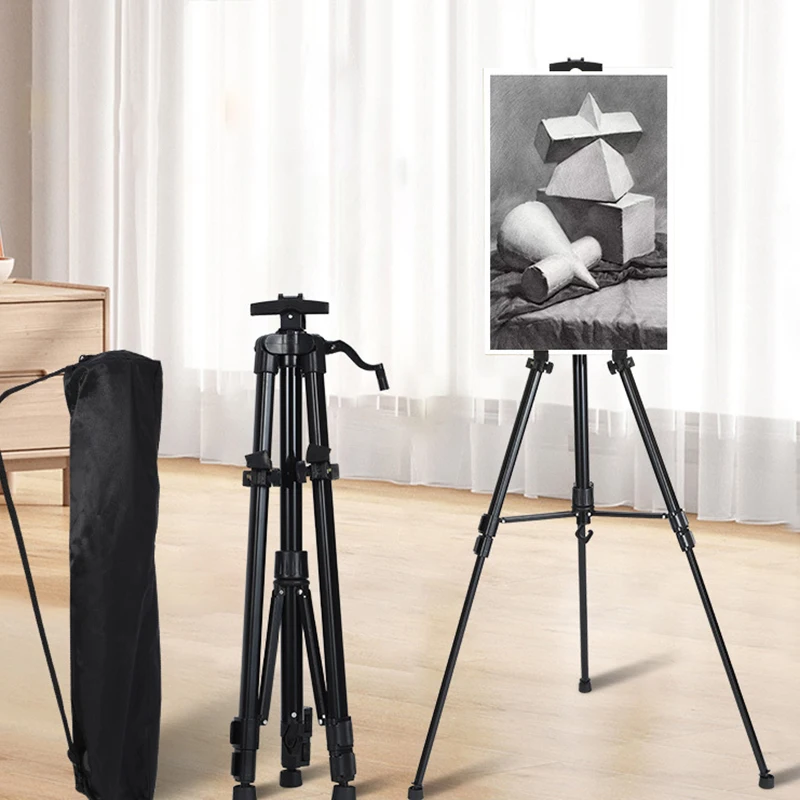 Foldable Iron Stand Art Frame Artist Tripod Adjustable Height Carrying Bag for Painting Desktop Floor