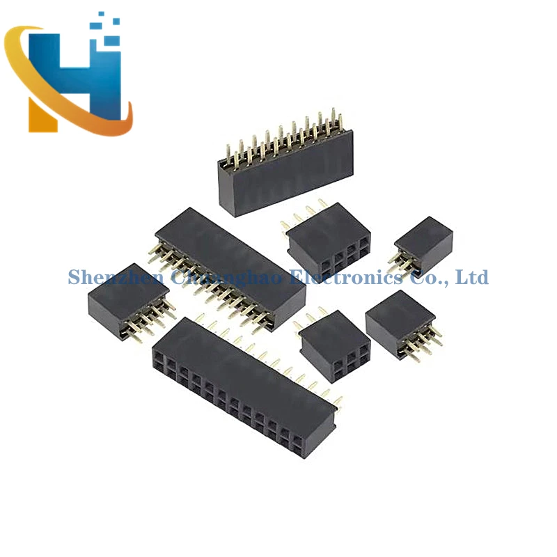 2.54mm Double Row Straight Female 2-40P Pin Header Socket Connector 2x2/3/4/5/6/7/8/9/10/12/14/16/18/20/25/30/40Pin