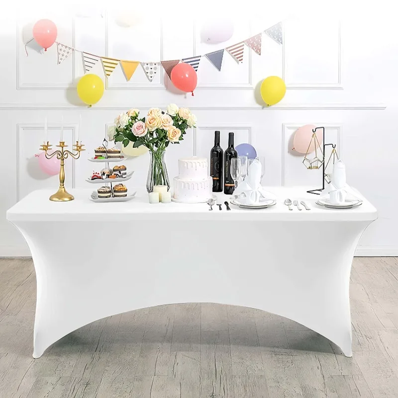 Universal Rectangular Spandex Table Cover Stretch Fitted Tablecloth for Folding Table Cocktail Party Buffet Wedding Exhibition