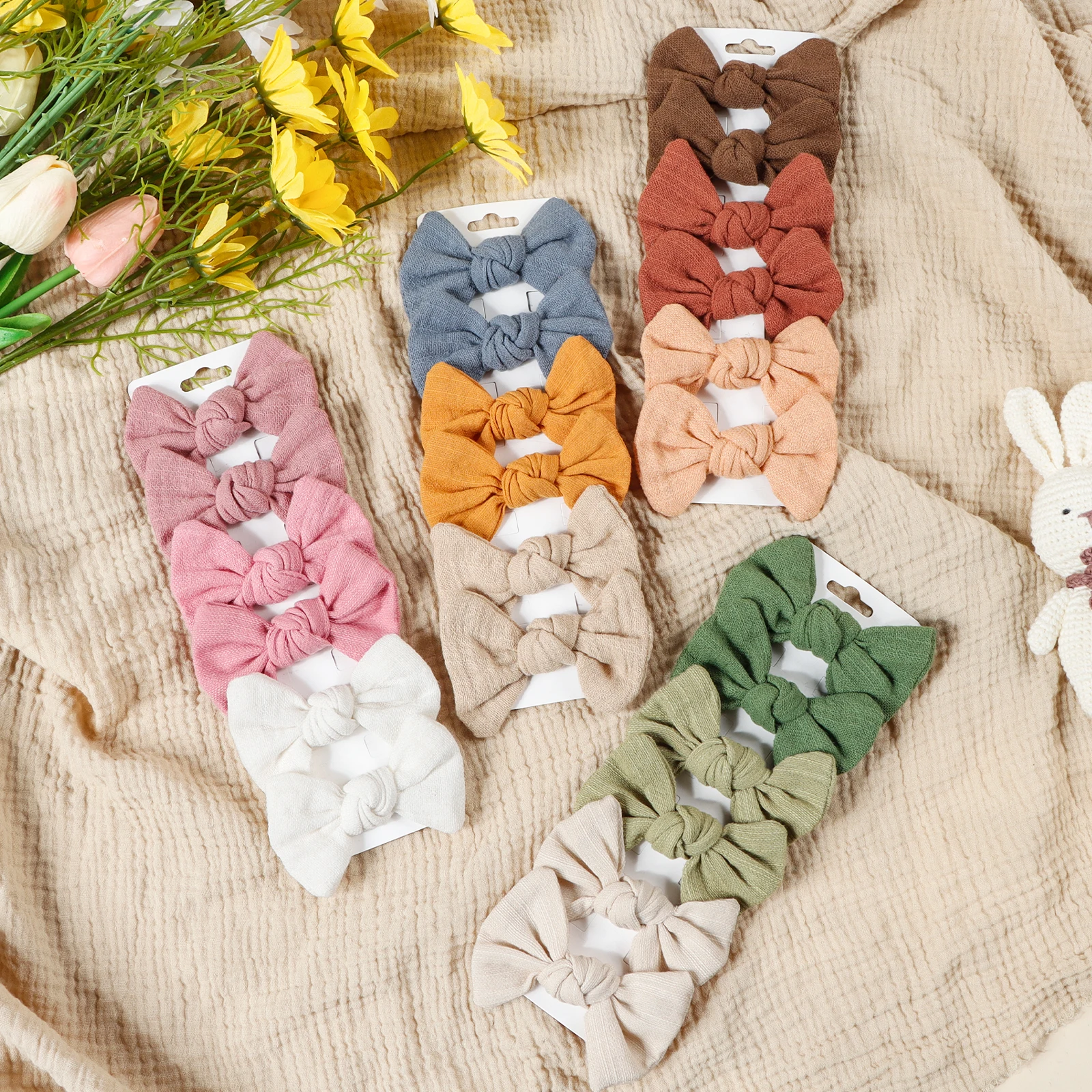 

6 шт., однотонные заколки для волос с ярким бантом, милые милые заколки для волос с галстуком-бабочкой, ручная работа, мягкая ткань, аксессуары для волос для девочек