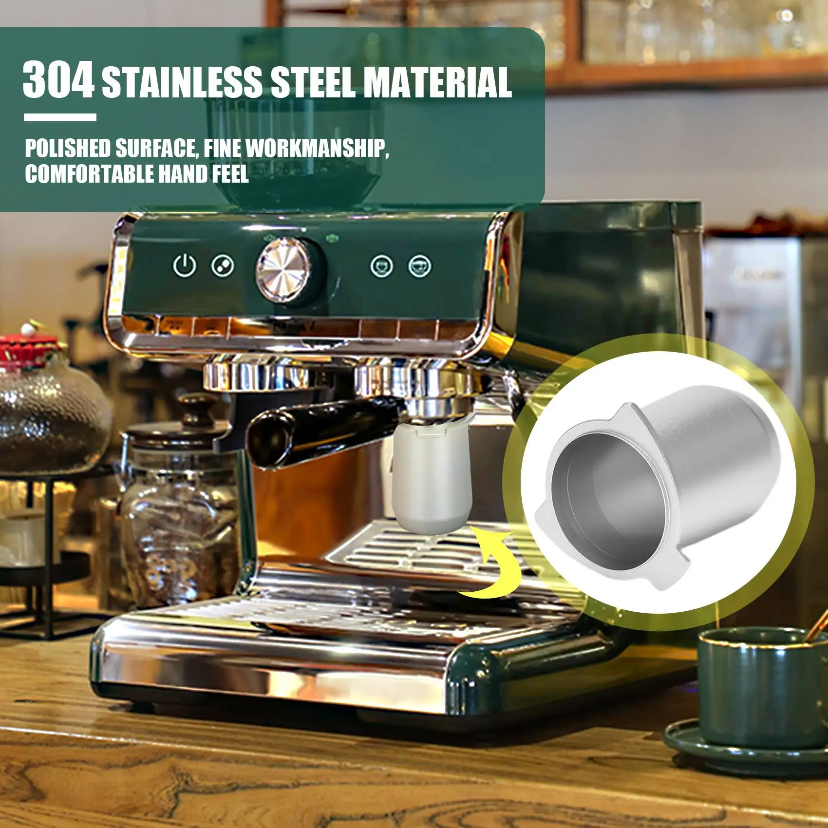 SLQZT per alimentatore per polvere per tazza dosatrice per caffè in acciaio inossidabile serie 8, per tazza dosatrice per macchina per caffè espresso 870 da 53 mm