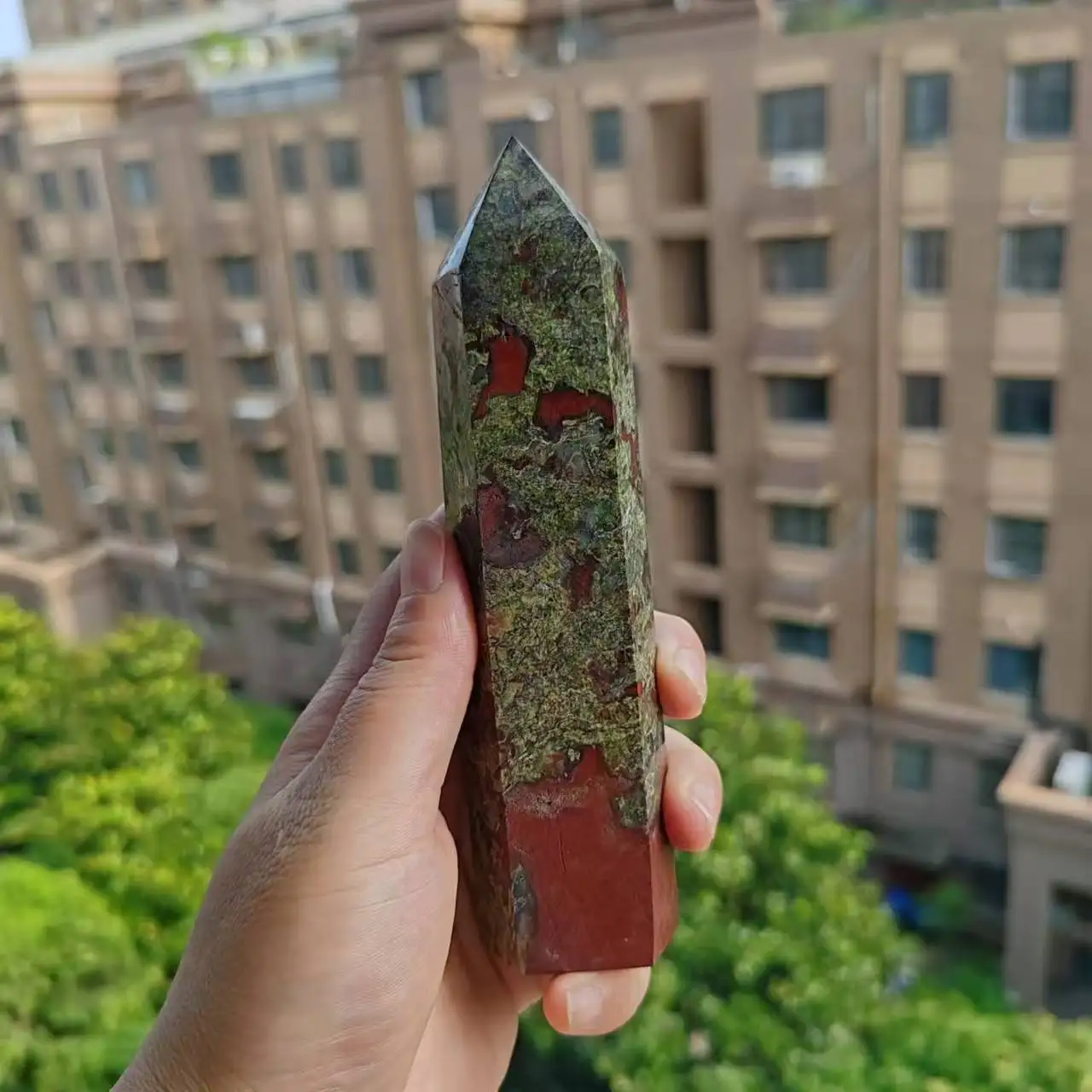 Natural Dragon Blood Obelisk Quartz Crystal Point Tower Wand Healing