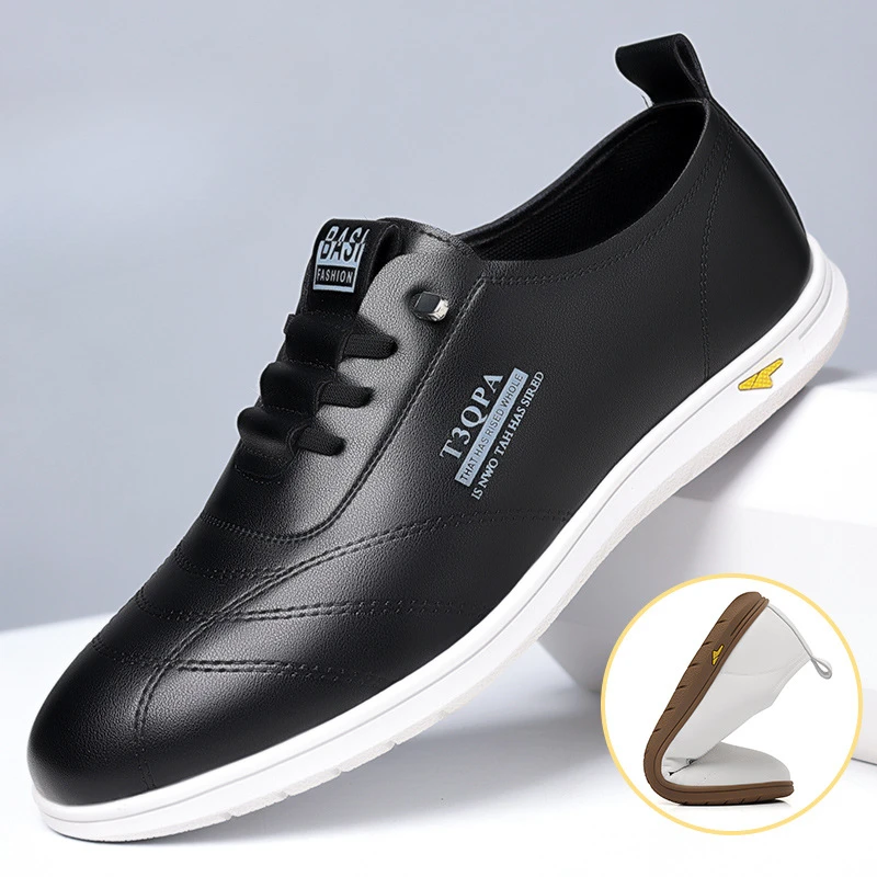 

Men's Shoes Spring Autumn Style 2024 New Trend Breathability Men Casual Shoes Board Shoes Leather Soft Sole Breathable Leather