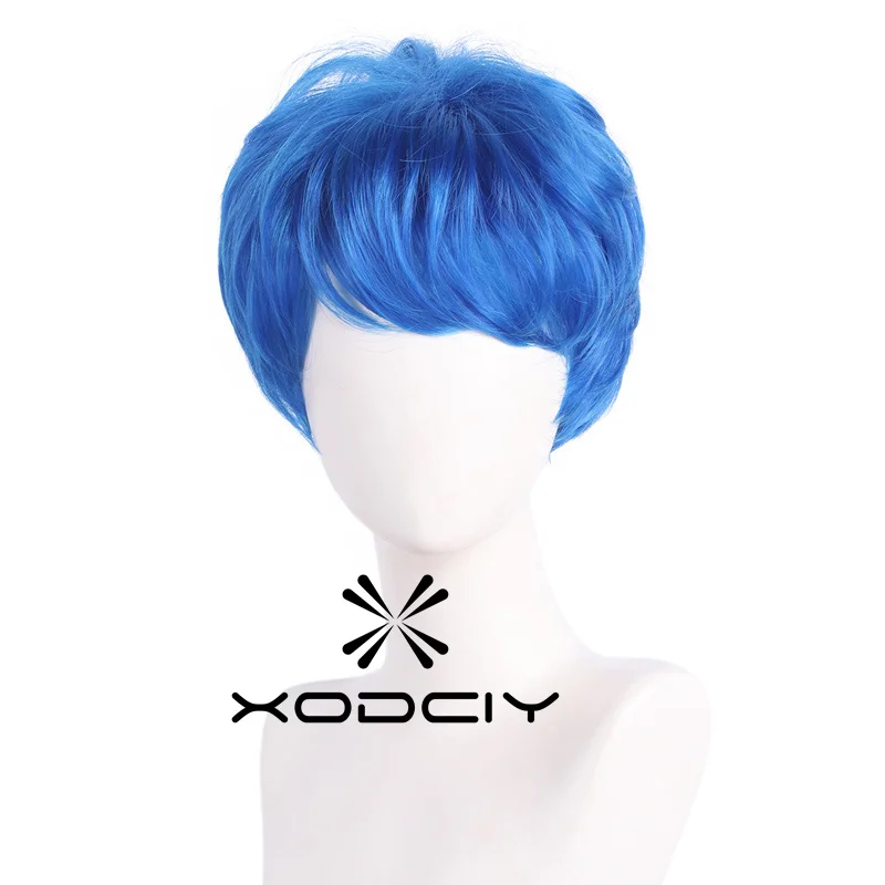 Inside Out 2 Disgust Joy Pixie peluca azul peluca de pelo sintético corto peluca de disfraz Pixie
