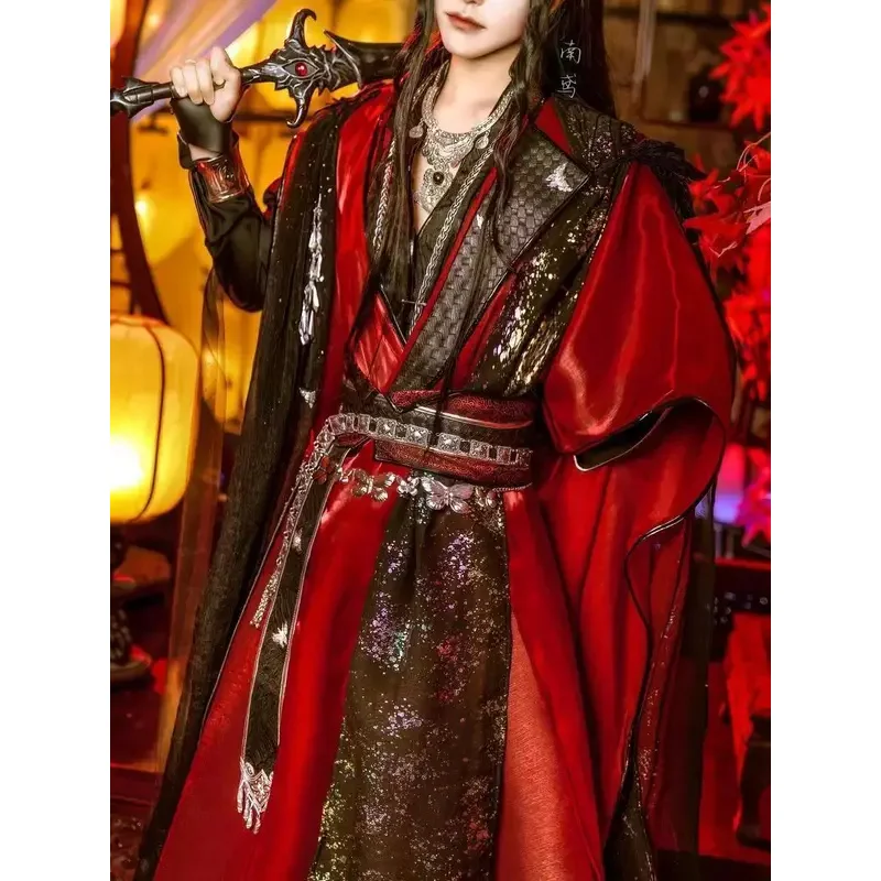 

Chinese TV Series TGCF Tian Guan Ci Fu Xie Lian Cosplay Costume Hua Cheng Cos Dress Hanfu Full Set yi;4
