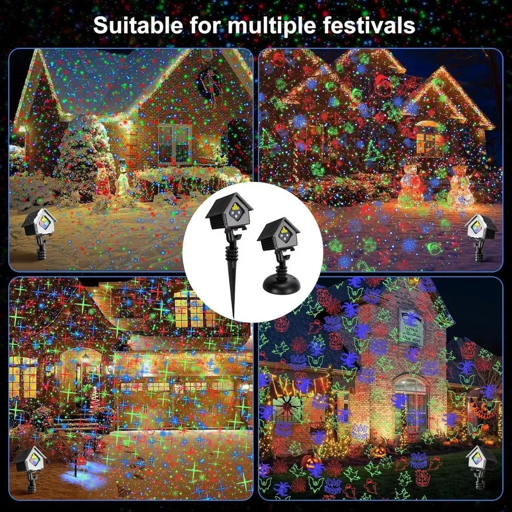 Waterproof Outdoor Laser Projector Lights Christmas Window Decoration Cabin Landscape Projector for Garden Yard Party