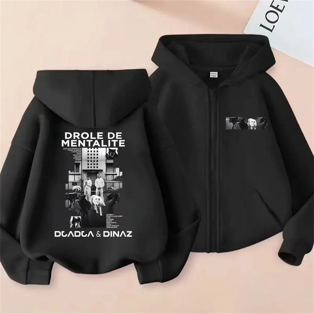 

Rapper Djadja & Dinaz Drôle De Mentalité Album Zipper Hoodie Men Women Fashion Vintage Hoodies Male Casual Zip Up Jacket Coat