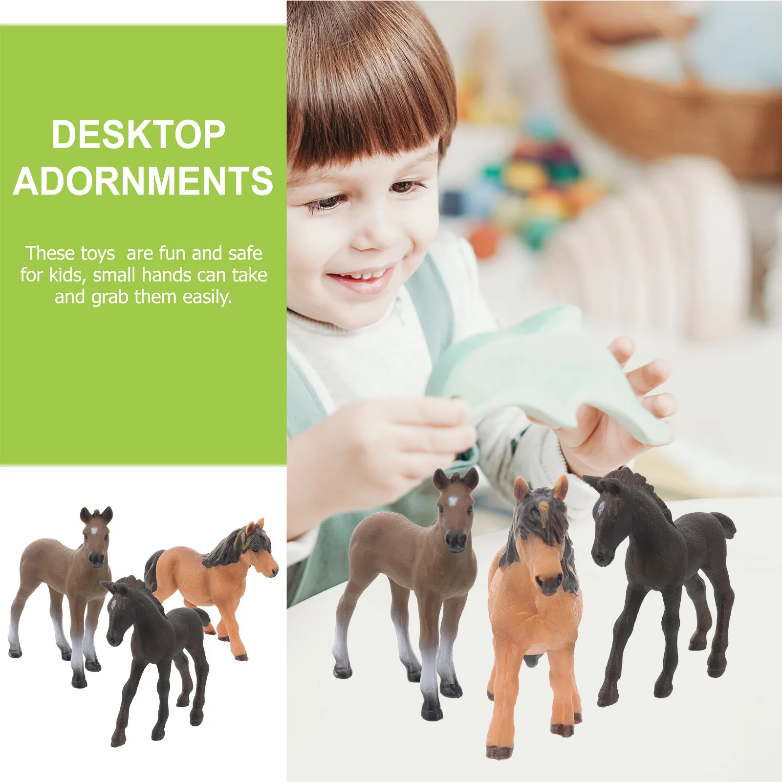 3Pcs Hand Painted Lifelike Horse Models Premium Educational Cognitive Playthings for Early Childhood Learning Birthday Christmas