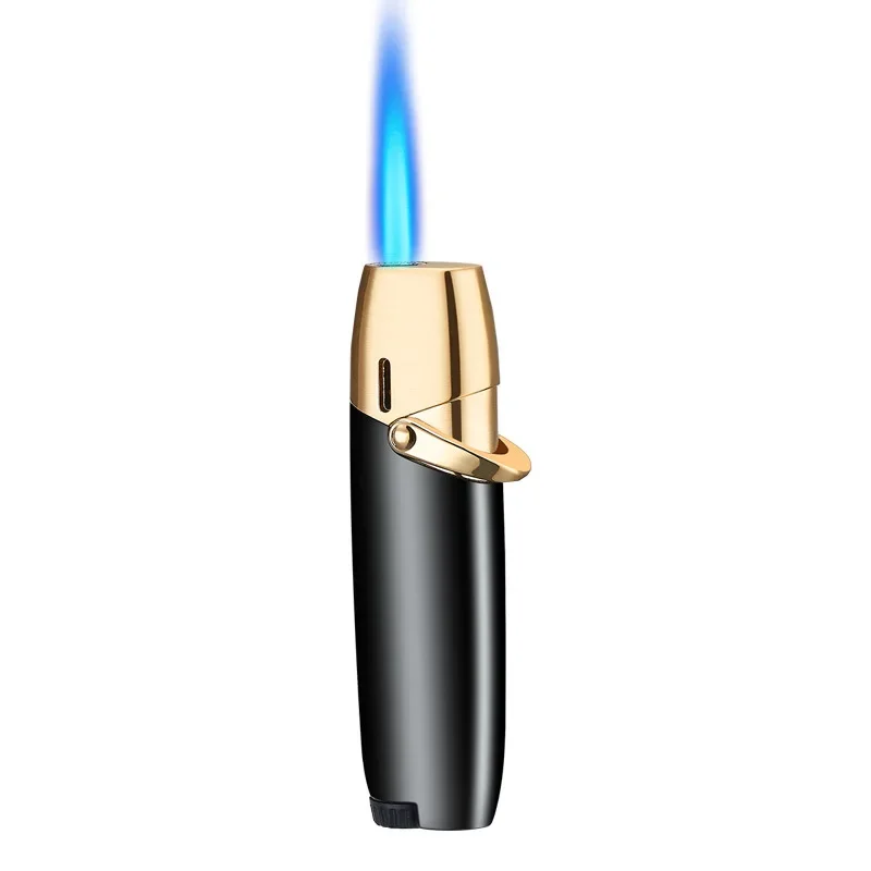 Metal Joystick Gradient Inflatable Lighter Outdoor Windproof Pink Flame Jet Butane Gas Lighter for Men and Women Smoking Gift