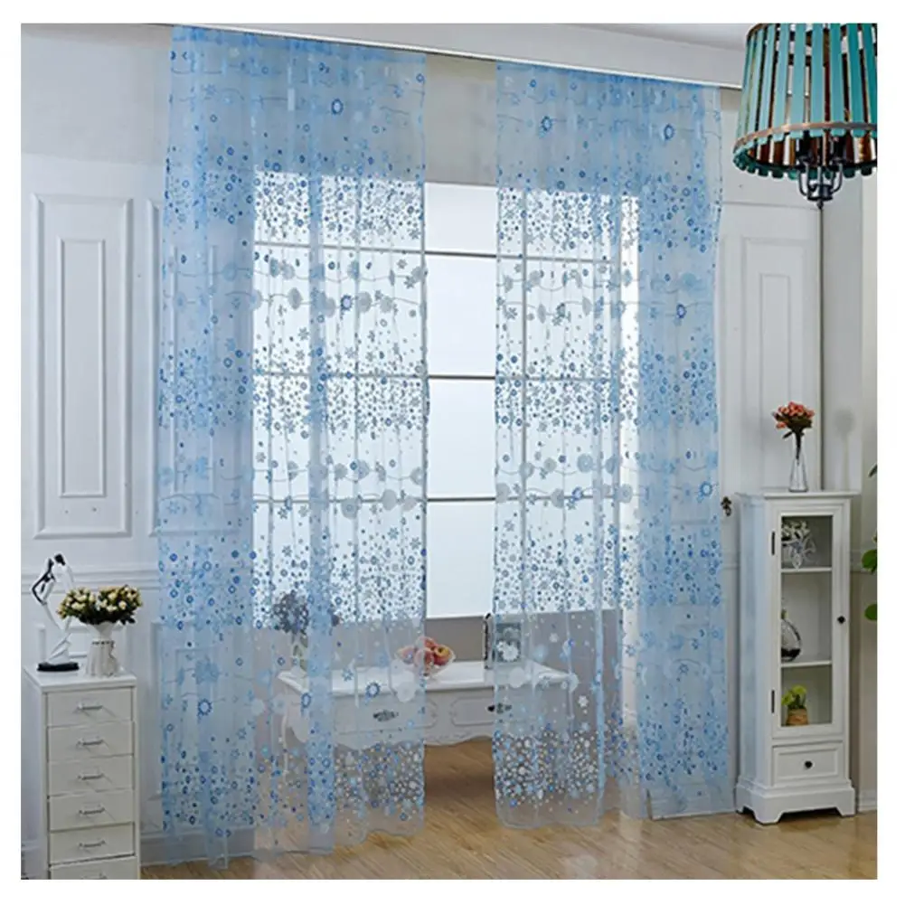 Durable Door Curtain Window Treatment Drape Panel Sheer Beautiful Floral Pattern Door Curtain  Sturdy