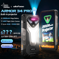 【World Premiere】Ulefone Armor 34 Pro 5G AI Rugged Phon 25500mAh Up to 32GB+512GB Built-in Projector 120Hz 6.95\