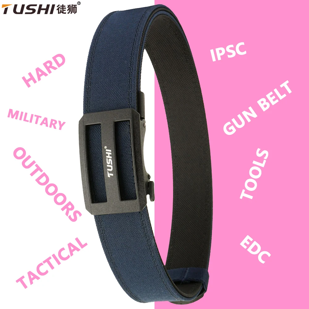 

TUSHI New Tactical Gun Belt for Men Metal Automatic Buckle Military Belt Thick Nylon IPSC Girdle Male Outdoor Hunting Belt