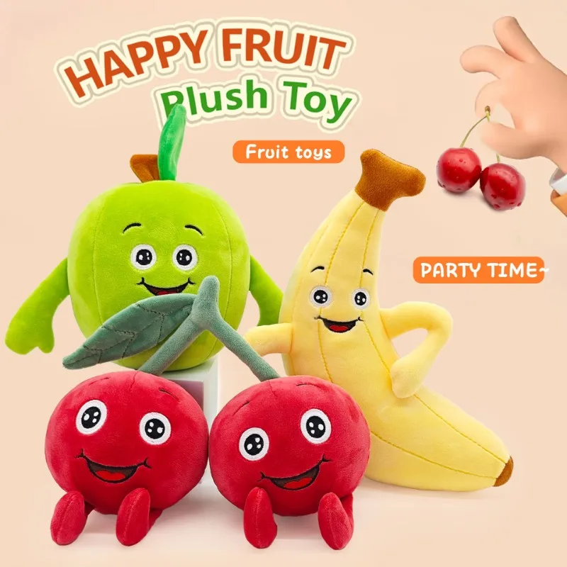 Kawaii Fruit Plush Toys Cute Banana Raspberry Cherry Apple Soft Toy Stuffed Animals Dolls Home Decor for Boy Girls Birthday Gift