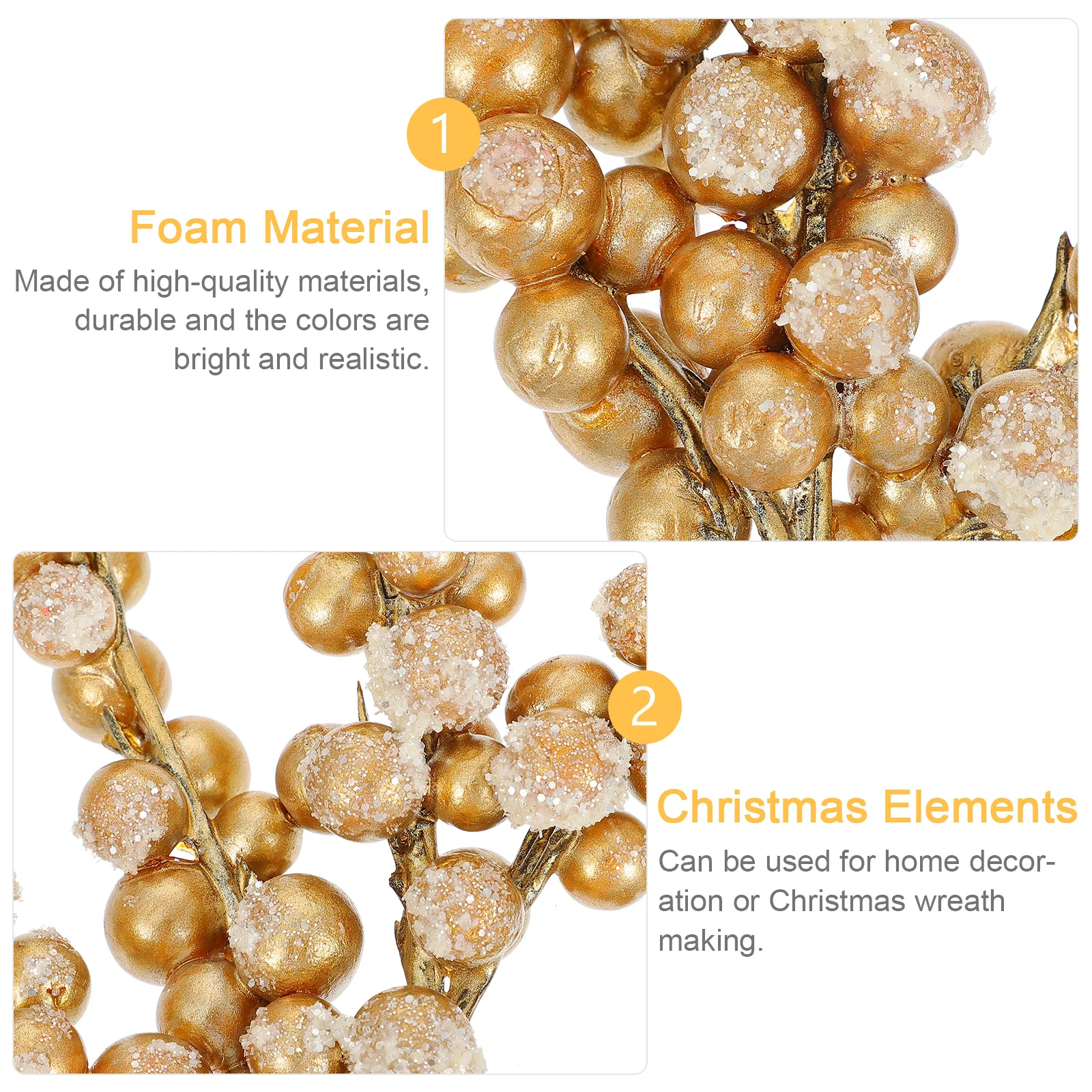 

2 Pcs Wreath Xmas Ornaments Christmas Snow Berry Picks Plastic DIY Artificial Berries Decor