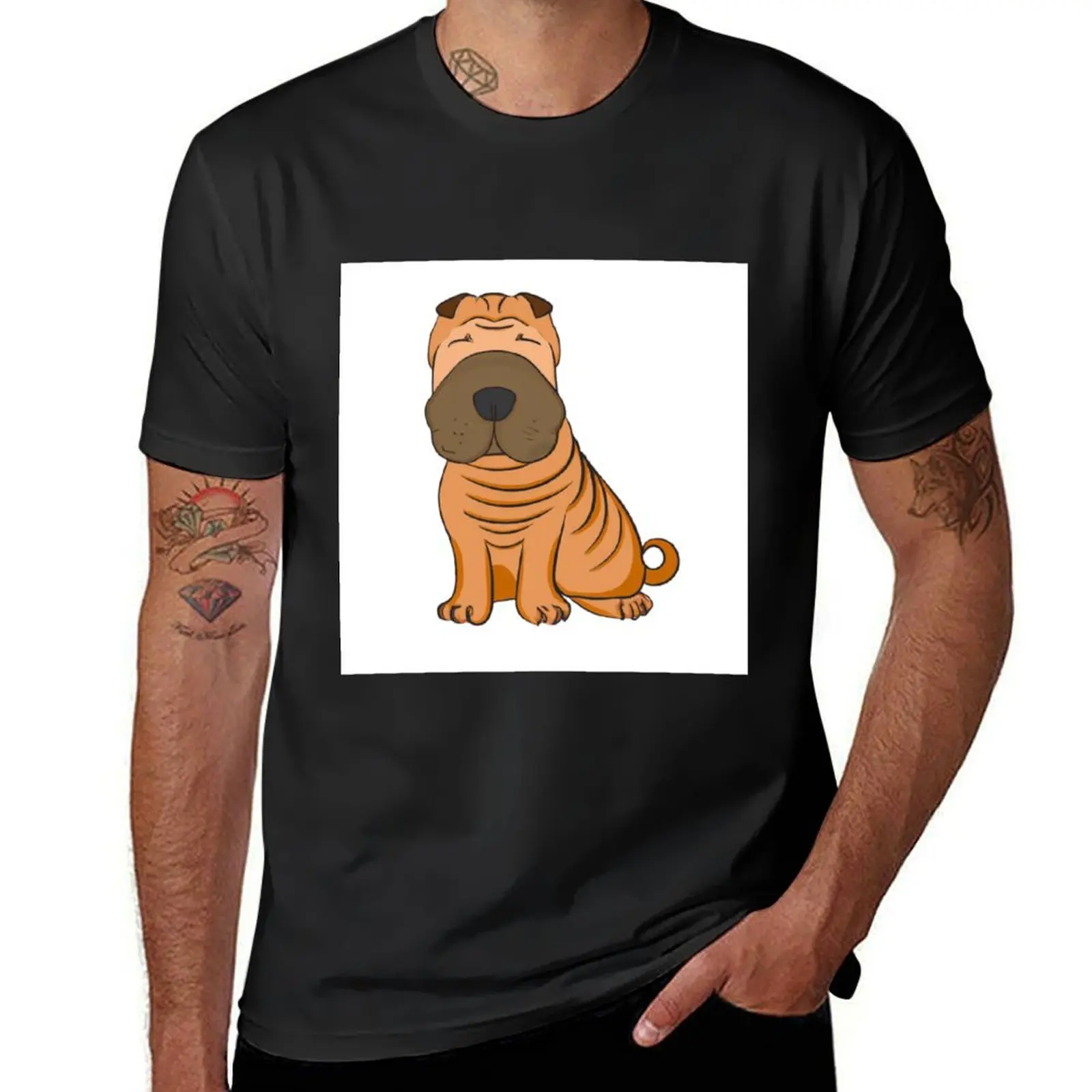 Shar Pei T-Shirt Short sleeve tee boys whites tees heavyweights Short sleeve tee men