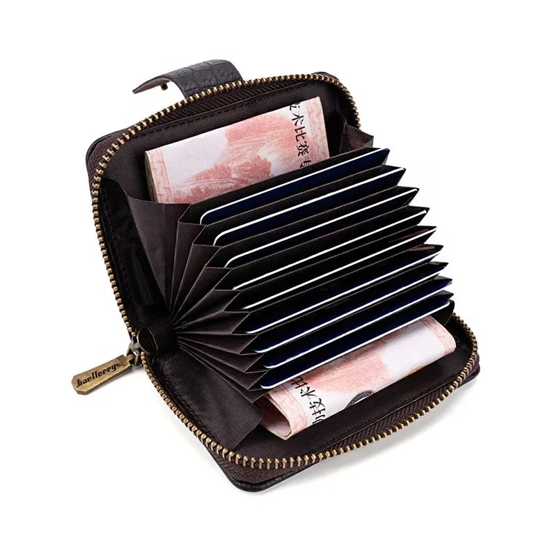 

Men Woman Wallets Card Holder Leather Large-capacity Multi-function Anti-theft Small Credit Card Holder Wallet Locomotive Style