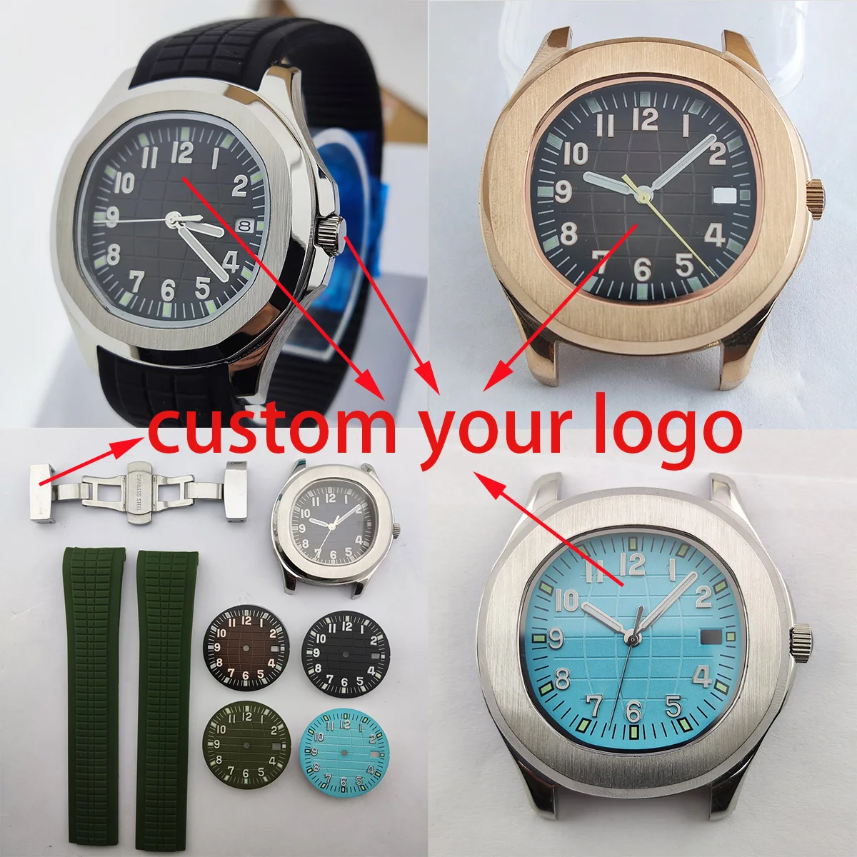 

41mm nh35 Watch case NH35 case nh35 dial Hands custom logo Miyota 8215 NH36 case nh35 Movement Watch accessories parts