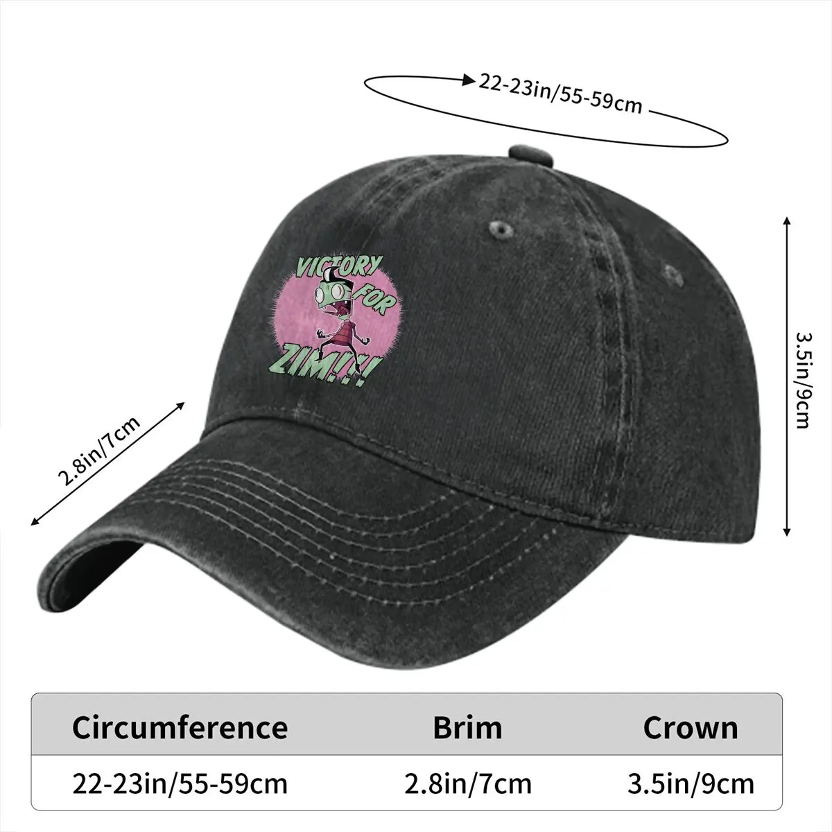 VICTORY FOR ZIM Baseball Cap Men Hats Women Visor Protection Snapback Invader Zim Cartoon Animation Caps