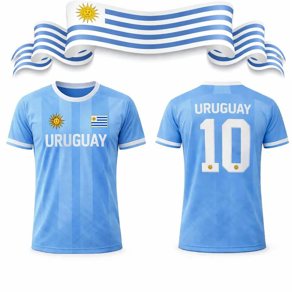 Uruguay Flag Print T-shirt 2026 Summer Soccer Training Uniform Men's And Women's Outdoor Breathable Quick-Drying Football Jersey