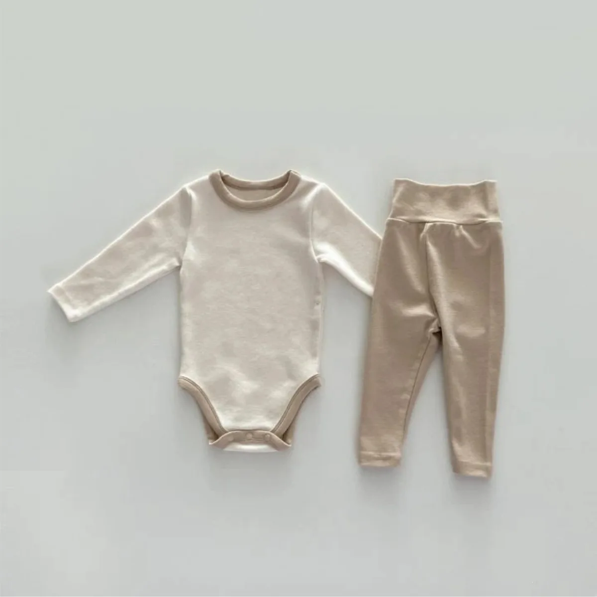 2026 Autumn New Baby Long Sleeve Home Clothes Set Boy Girl Bodysuit + High Waisted Leggings 2pcs Suit Infant Toddler Outfits